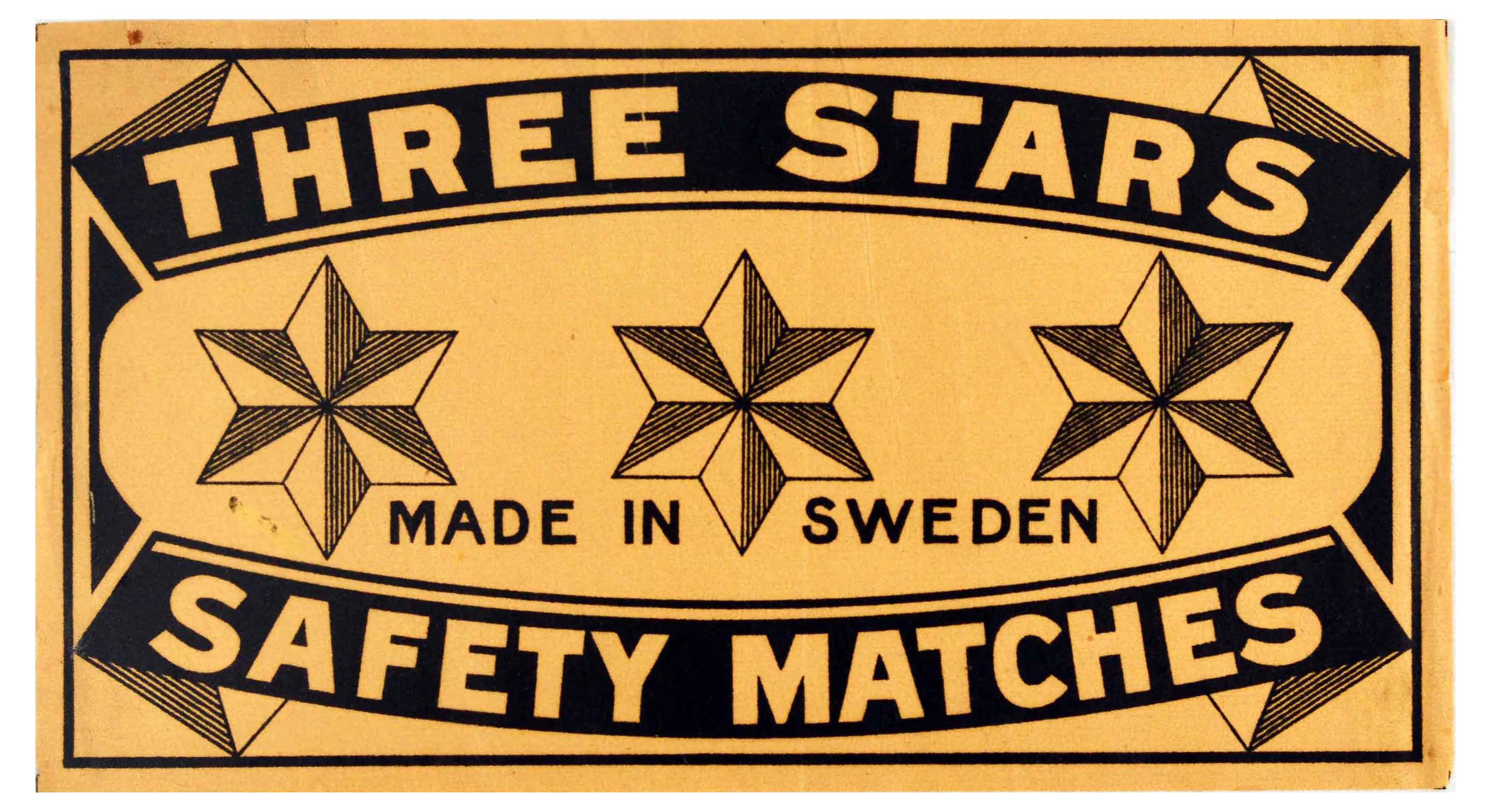 Advertising Poster Three Stars Safety Matches Sweden