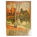 Travel Poster Normandy French State Railways France Autumn Lake