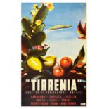 Travel Poster Italy Tirennia Naples Sardinia Corsica Sicily Malta Shipping Company