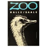 Travel Poster Zoo Ostrich Halle Saale Germany