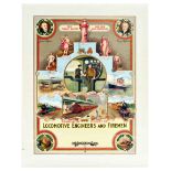 Advertising Poster Locomotive Engineers Railway Firemen Steam Ship