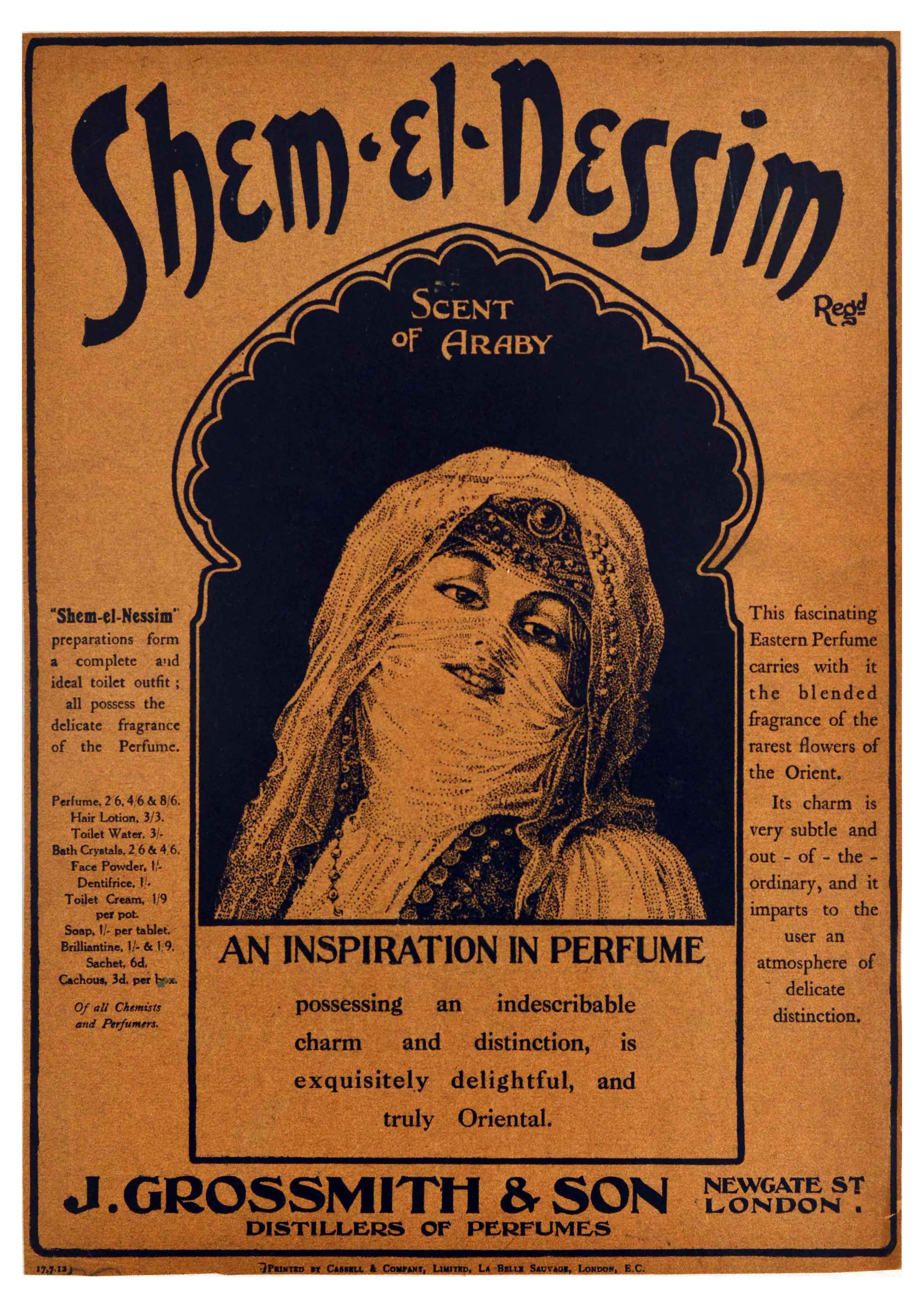 Advertising Poster Perfume Shem el Nessim Palmistry Enos Salt