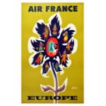Travel Poster Air France Airline Europe Morvan