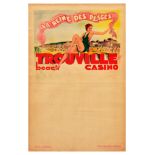 Travel Poster Trouville Normandy Pinup Queen of Beaches Swimsuit Casino Art