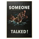 War Poster WWII Someone Talked Careless Talk USA