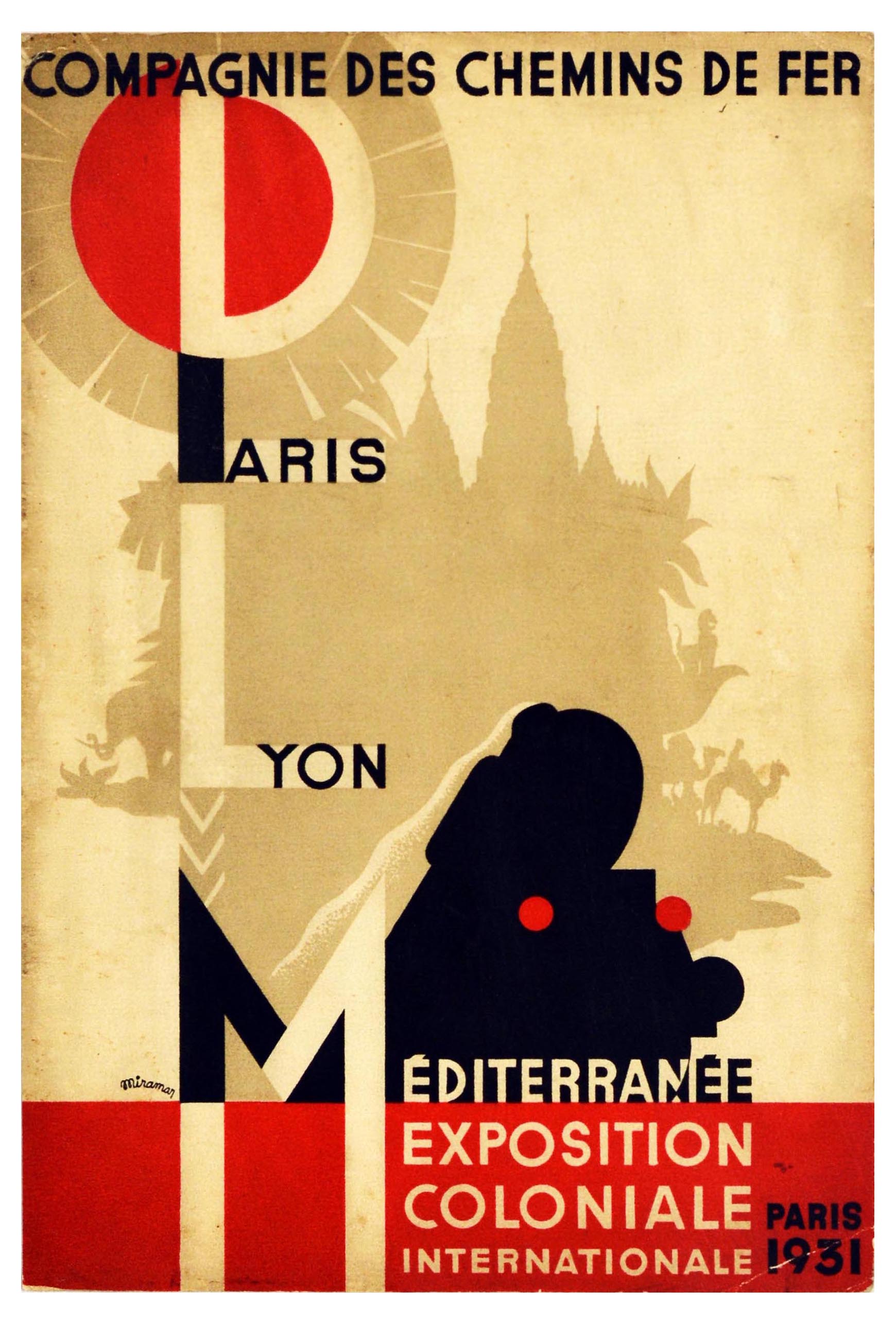 Advertising Poster PLM Railway Paris Lyon Mediterranee Art Deco Colonial Exposition