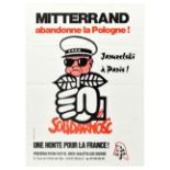 Propaganda Poster Jaruzelski General Dictator Poland Solidarnosc Mitterrand