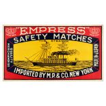 Advertising Poster Empress Safety Steam Ship Matches Japan New York