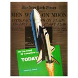 Propaganda Poster Space Shuttle NASA Launch Fever Moon Walk New York Times