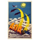 Advertising Poster AOA American Overseas Airlines Sunshine Above the Clouds