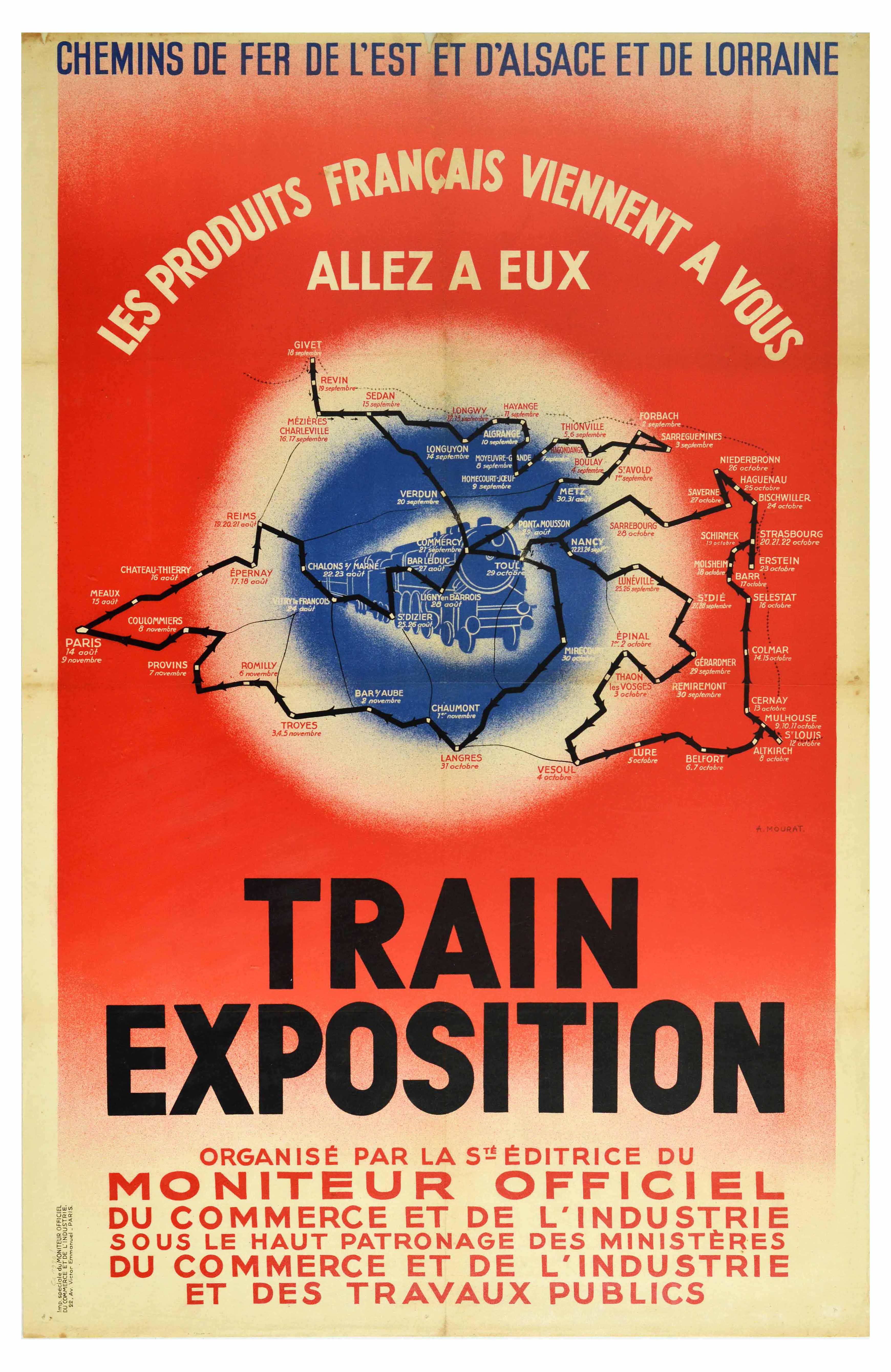 Advertising Poster Alsace Lorraine Railway Art Deco Train Exposition