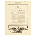 War Poster WWI Red Cross Fund USA Women