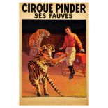 Advertising Poster Circus Cirque Pinder Tiger Tamer Ringmaster