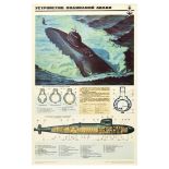 Propaganda Poster Nuclear Submarine Structure Soviet Navy DOSAAF