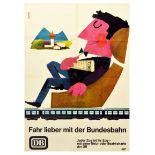 Travel Poster Bundesbahn DB Railways Train Germany Midcentury Modern