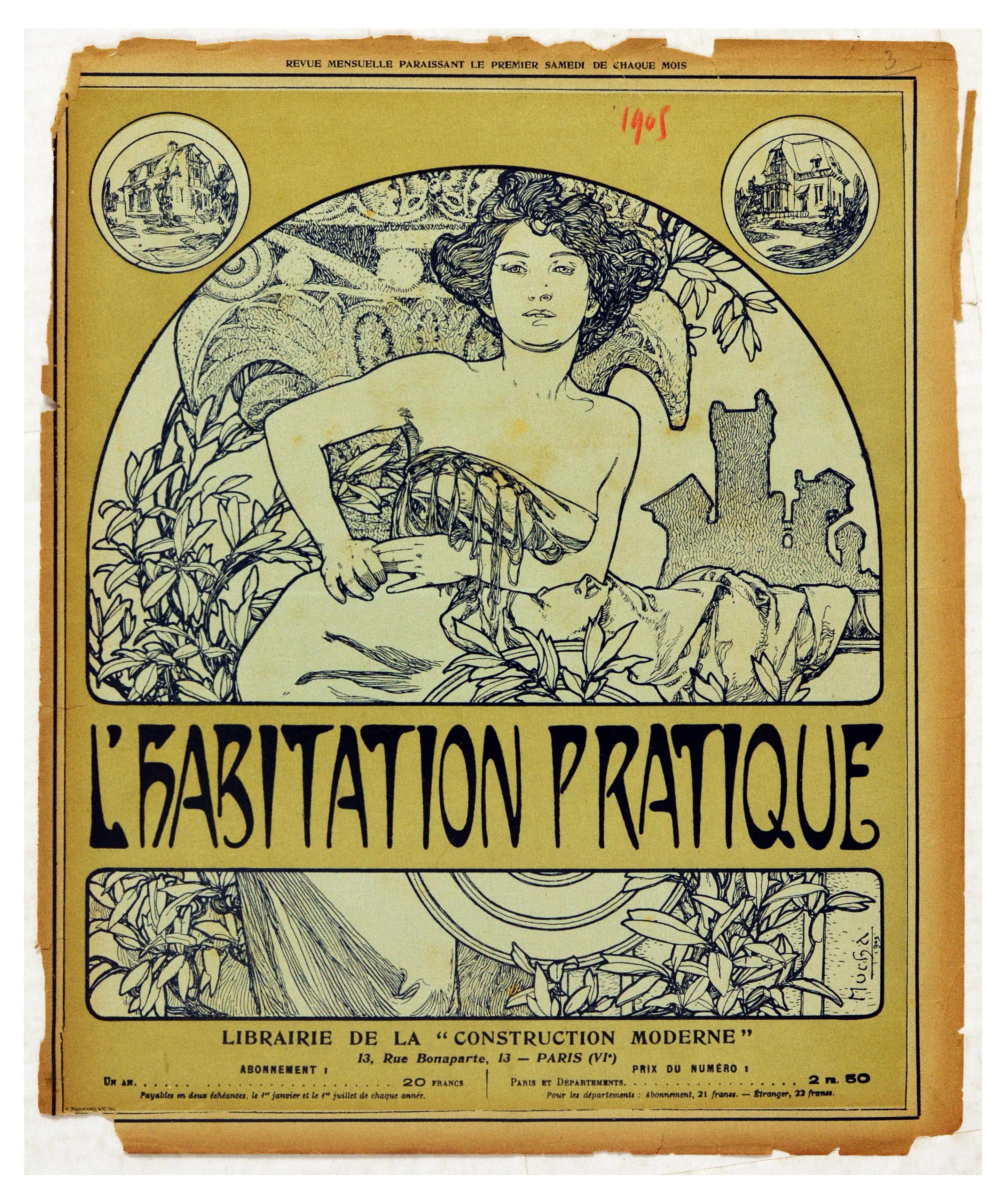 Advertising Poster Art Noveau Mucha Habitation Pratique Magazine