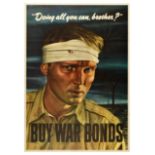 War Poster WWII War Bonds Soldier Doing All You Can USA