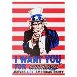 Advertising Poster Amnesia Ibiza Nightclub I Want You Uncle Sam