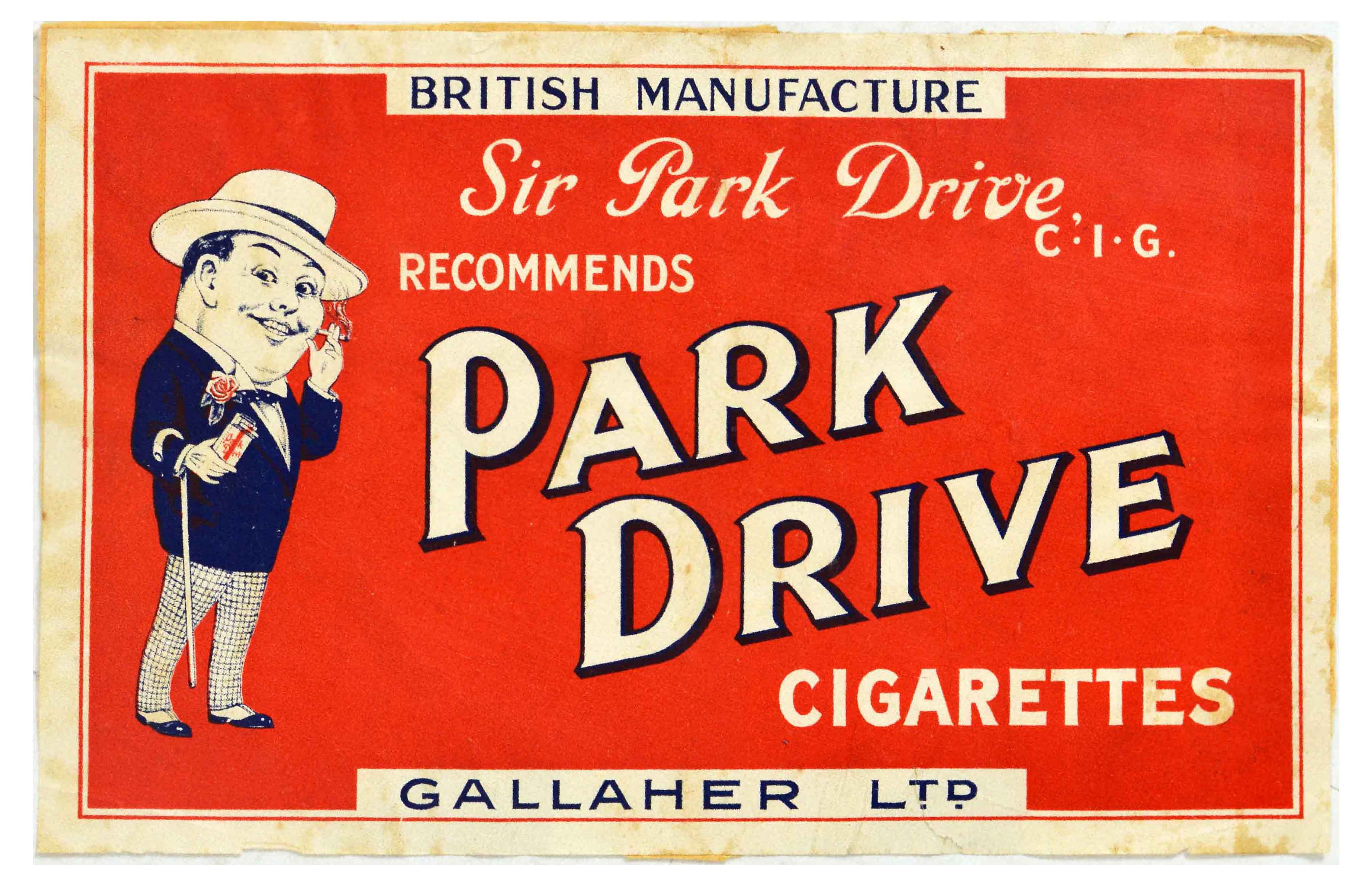 Advertising Poster Park Drive Cigarette Tobacco British Gallaher