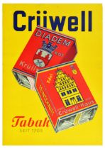Advertising Poster Cruwell Tobacco Cigarettes Diadem Edel
