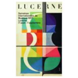 Advertising Poster Lucerne Music Week Violin Cello Midcentury Modern