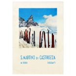 Travel Poster San Martino Di Castrozza Italy Dolomites Mountain Skiing