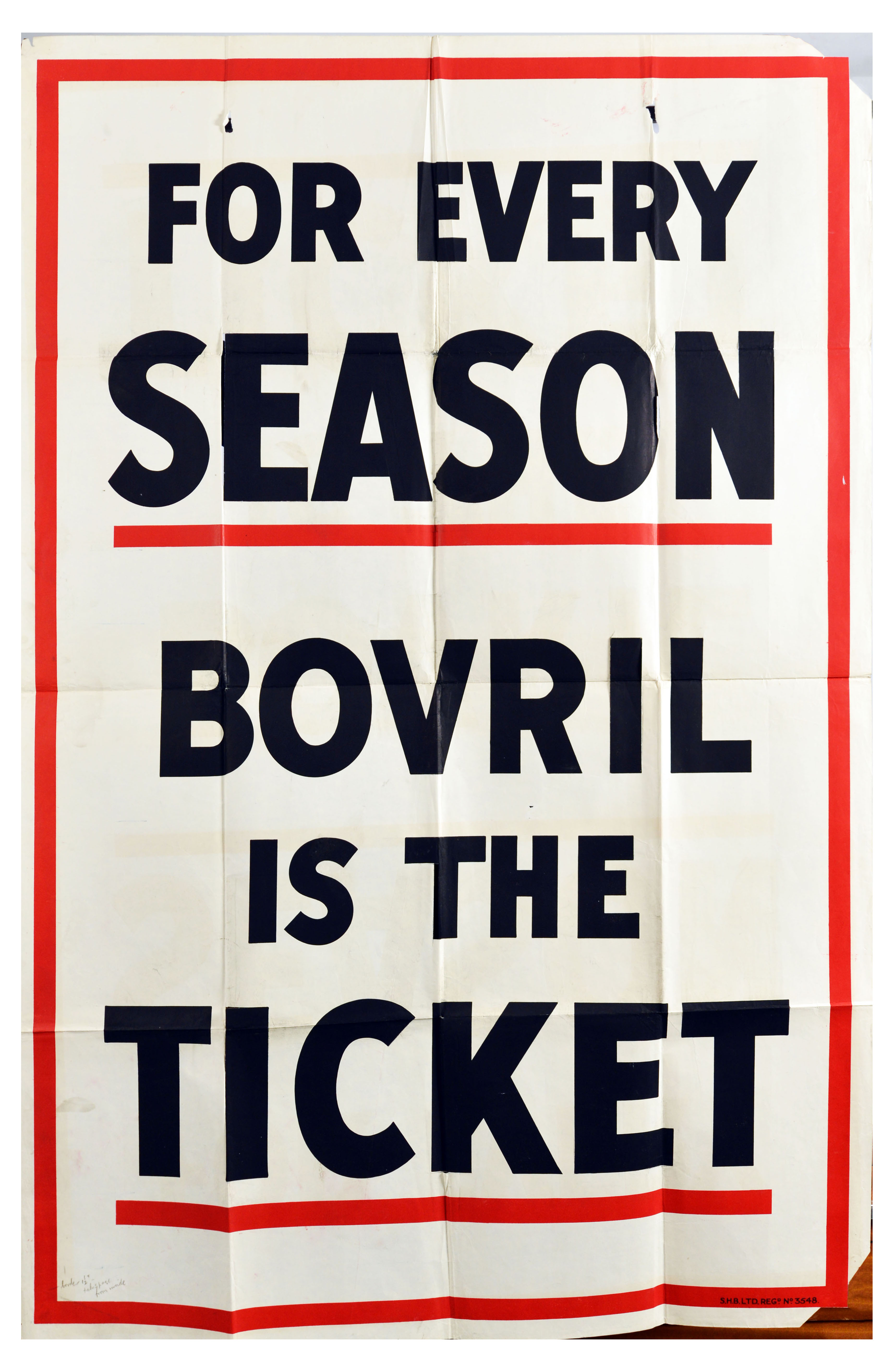 Advertising Poster Bovril Beef Hot Drink Season Ticket