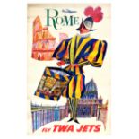 Travel Poster TWA Airlines Jets Rome Italy David Klein