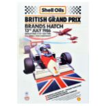 Sport Poster Formula One British Grand Prix 1986 Brands Hatch Shell Oil F1