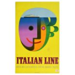 Travel Poster Italian Line Cruise Ship America Pacific