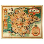 Travel Poster Devon British Railways Illustrated Map