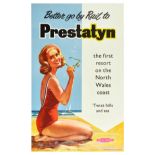 Travel Poster British Railway Prestatyn Wales Twixt Hills Beach