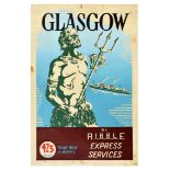 Travel Poster Glasgow Scotland Ribble Express Steamship Poseidon