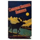 Travel Poster Canadian National Railways Jasper National Park Moose Moon