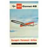 Advertising Poster BEA Airline Comet 4B Plane Rolls Royce Havilland