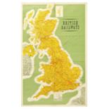 Travel Poster British Rail System Map UK England Scotland Wales Ireland