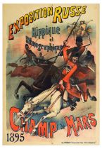 Advertising Poster Exposition Russe Russian Exhibition Choubrac Equestrian Ethnographic