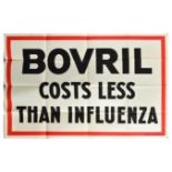 Advertising Poster Bovril Beef Hot Drink Costs Less Than Influenza