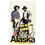 Travel Poster Alaska Airlines Gold Rush Digger Hunter Airways
