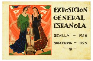 Advertising Poster Spain Art Deco Exhibition Seville Barcelona Fabrega