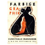 Advertising Poster Farbige Graphic Cat Mannheim Art Print Exhibition