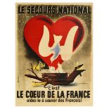 War Poster WWII Secours National War Relief Aid to Victims