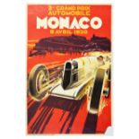 Sport Poster Monaco Grand Prix 1930 Falcucci Art Deco Car Racing