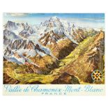 Travel Poster Chamonix Mont Blanc Valley Ski France