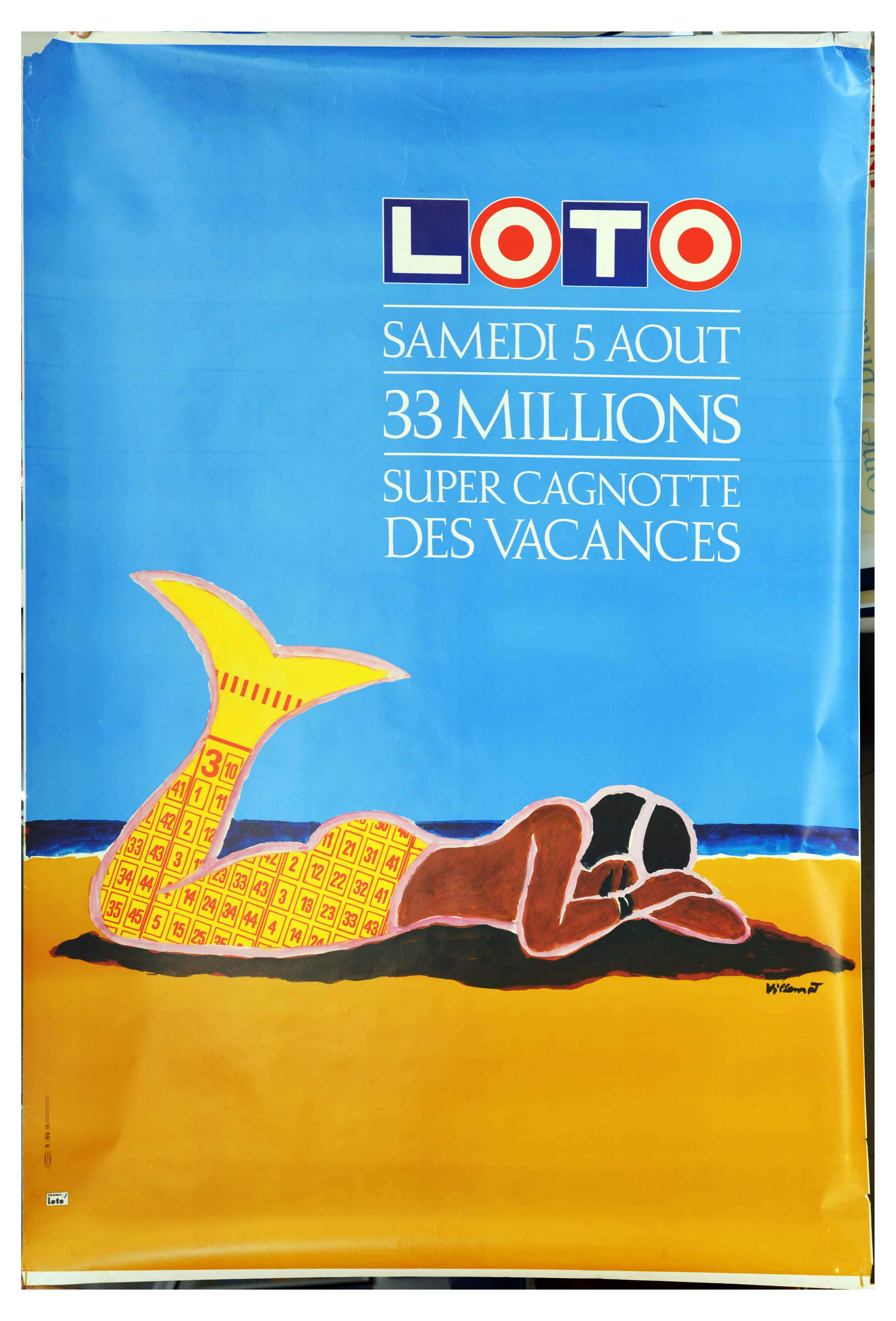 Advertising Poster France Loto Mermaid Beach Villemot
