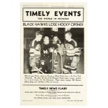 Advertising Poster Timely Events Black Hawks Hockey New York Americans