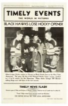 Advertising Poster Timely Events Black Hawks Hockey New York Americans