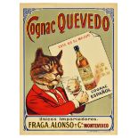 Advertising Poster Cognac Quevedo Alcohol Cat Spain