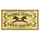 Advertising Poster Double Horse Safety Matches Belgium