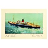 Travel Poster Cunard White Star Ship Media Parthia Atlantic Cruise